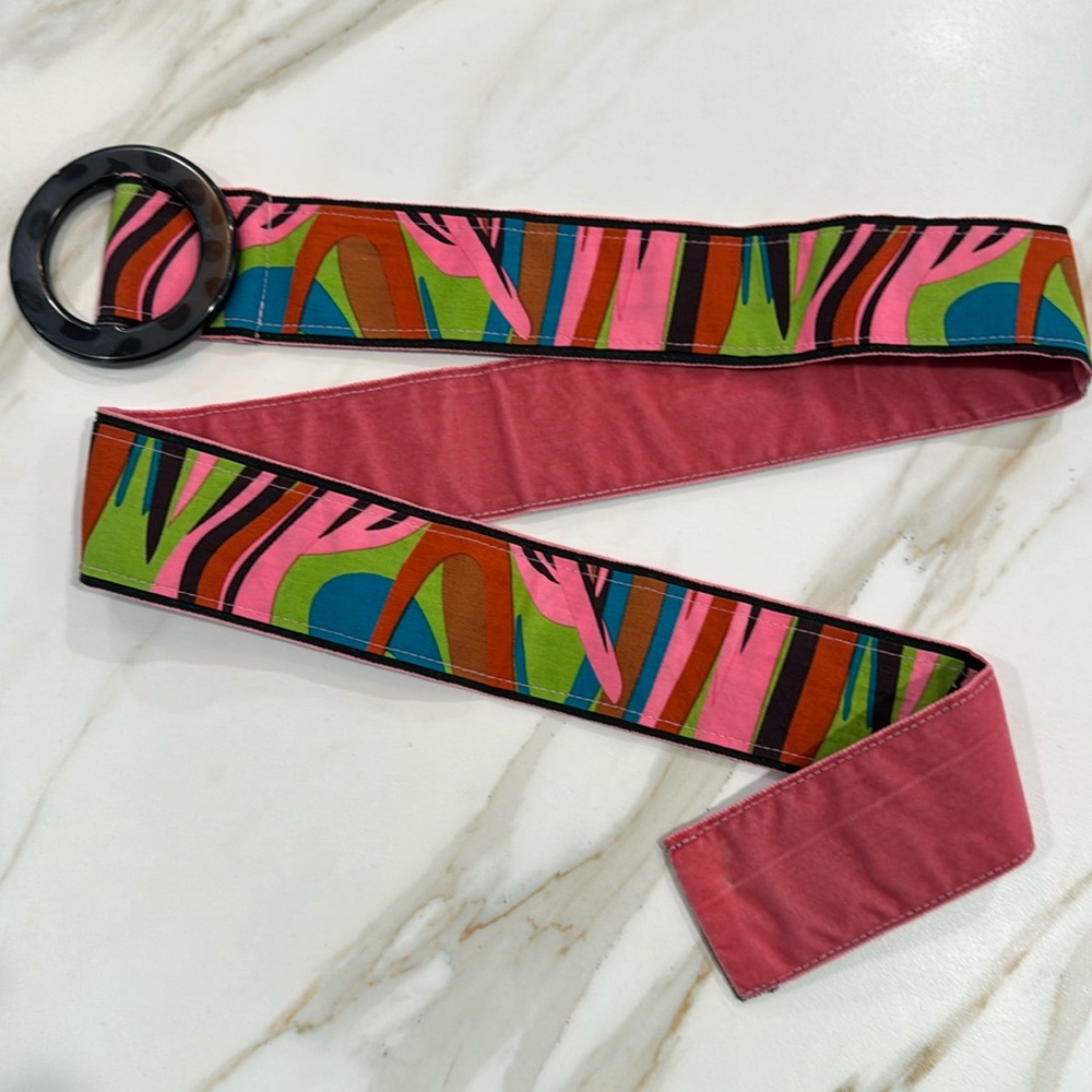 Loop de Loops Belt 43” Pink Moss Green Plum Rust Teal Grey Print Buckle BOGO